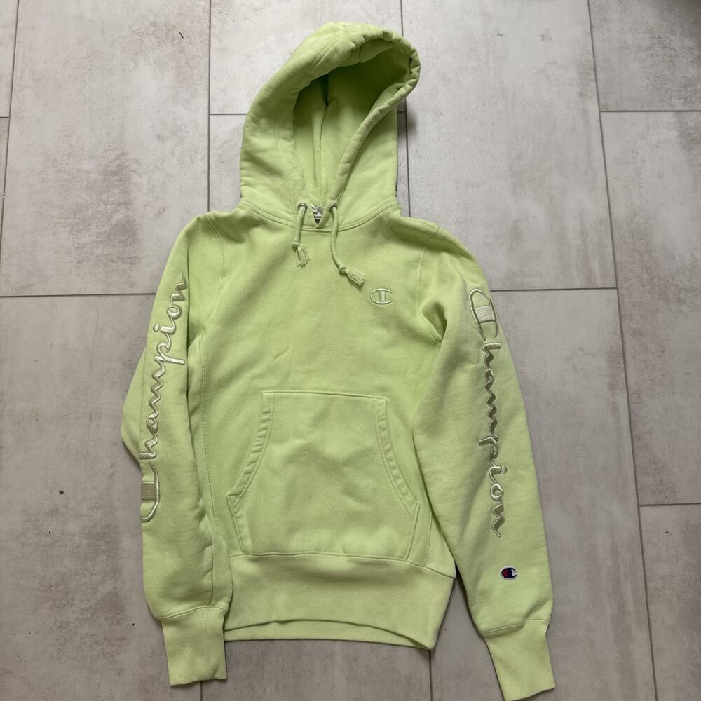 Vintage Green Champion Hoodie Sellout Stitched Reverse Weave Women’s XS